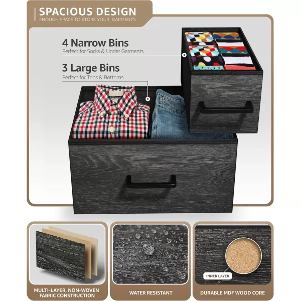 imageSorbus Dresser with 7 Faux Wood Drawers  Storage Unit Organizer Chest for Clothes  Bedroom Hallway Living Room Closet ampamp Dorm Furniture  Steel Frame Wood Top ampamp Easy Pull Fabric BinsGray Wood
