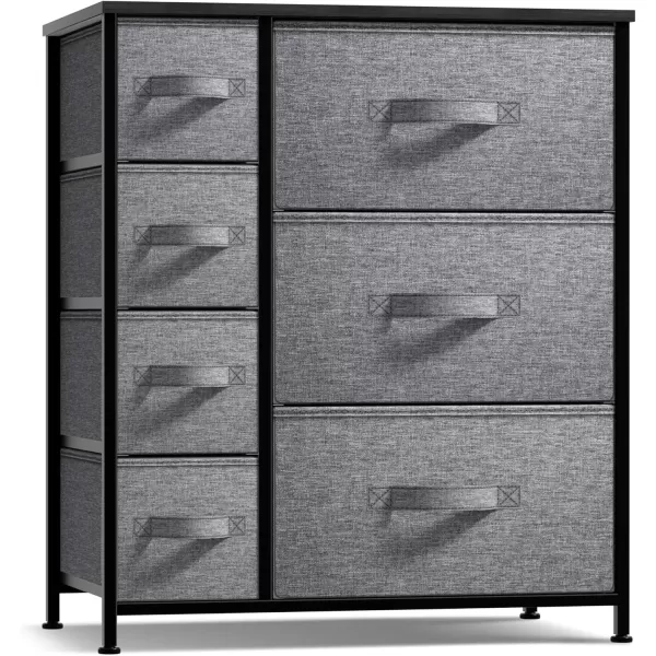 imageSorbus Dresser with 7 Faux Wood Drawers  Storage Unit Organizer Chest for Clothes  Bedroom Hallway Living Room Closet ampamp Dorm Furniture  Steel Frame Wood Top ampamp Easy Pull Fabric BinsBlackCharcoal