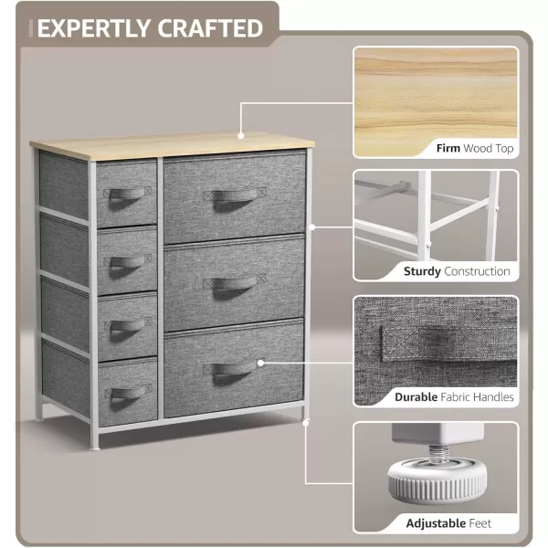 imageSorbus Dresser with 7 Faux Wood Drawers  Storage Unit Organizer Chest for Clothes  Bedroom Hallway Living Room Closet ampamp Dorm Furniture  Steel Frame Wood Top ampamp Easy Pull Fabric BinsBeige