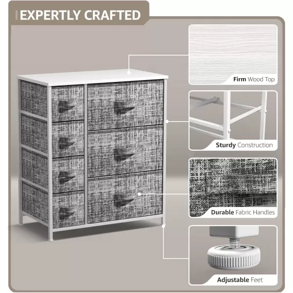 imageSorbus Dresser with 7 Faux Wood Drawers  Storage Unit Organizer Chest for Clothes  Bedroom Hallway Living Room Closet ampamp Dorm Furniture  Steel Frame Wood Top ampamp Easy Pull Fabric BinsGrayWhite