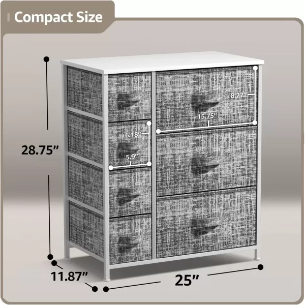imageSorbus Dresser with 7 Faux Wood Drawers  Storage Unit Organizer Chest for Clothes  Bedroom Hallway Living Room Closet ampamp Dorm Furniture  Steel Frame Wood Top ampamp Easy Pull Fabric BinsGrayWhite