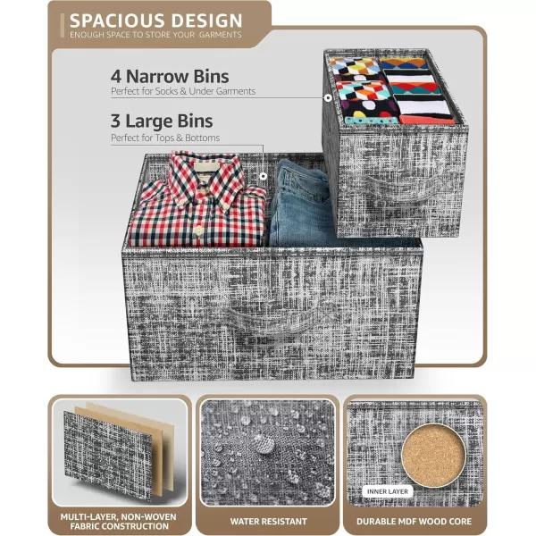 imageSorbus Dresser with 7 Faux Wood Drawers  Storage Unit Organizer Chest for Clothes  Bedroom Hallway Living Room Closet ampamp Dorm Furniture  Steel Frame Wood Top ampamp Easy Pull Fabric BinsGrayWhite
