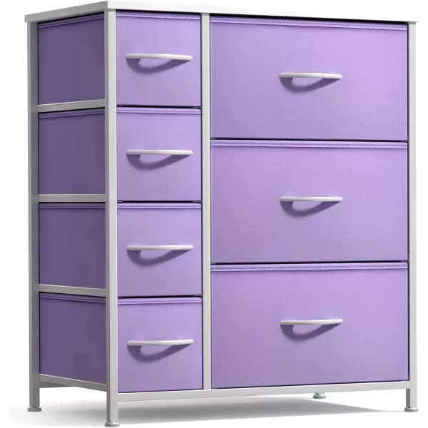 imageSorbus Kids Dresser with 7 Drawers  Storage Chest Organizer Unit with Steel Frame Wood Top ampamp Handles Tiedye Fabric Bins for Clothes  Wide Furniture for Bedroom Hallway Kids Room Nursery ampamp ClosetPastel Purple