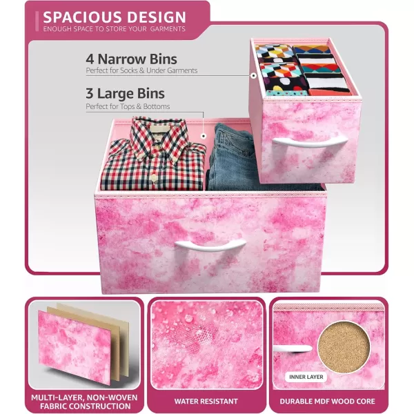 imageSorbus Kids Dresser with 7 Drawers  Storage Chest Organizer Unit with Steel Frame Wood Top ampamp Handles Tiedye Fabric Bins for Clothes  Wide Furniture for Bedroom Hallway Kids Room Nursery ampamp ClosetPink