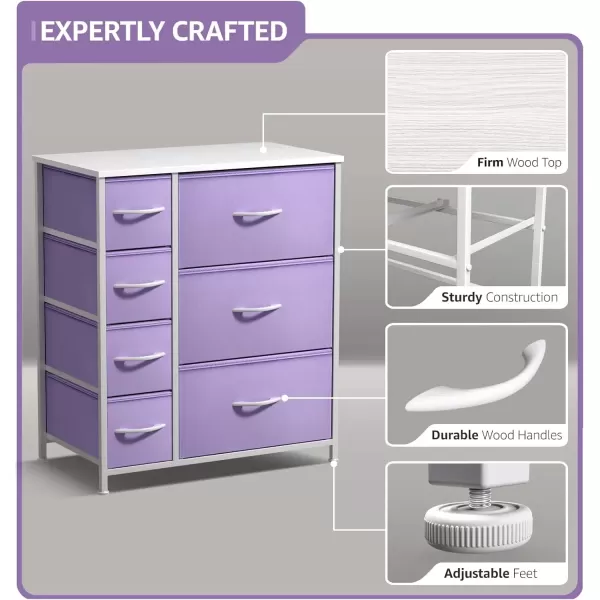 imageSorbus Kids Dresser with 7 Drawers  Storage Chest Organizer Unit with Steel Frame Wood Top ampamp Handles Tiedye Fabric Bins for Clothes  Wide Furniture for Bedroom Hallway Kids Room Nursery ampamp ClosetPastel Purple