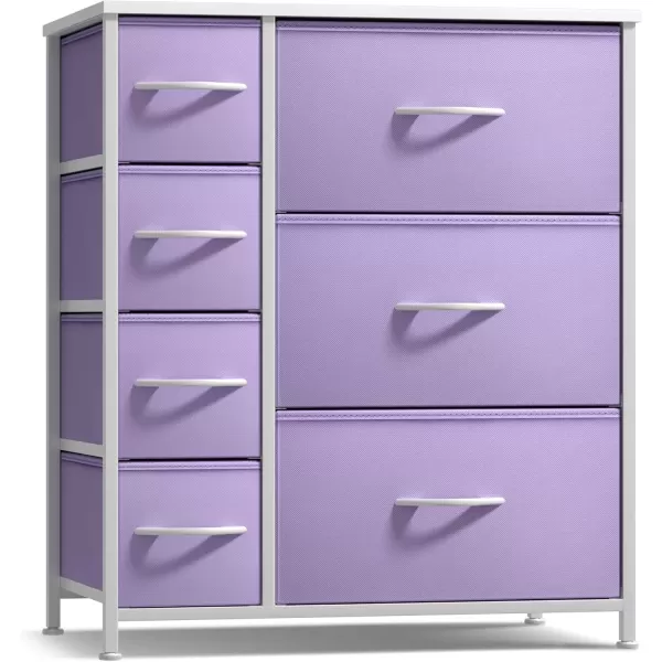 imageSorbus Kids Dresser with 7 Drawers  Storage Chest Organizer Unit with Steel Frame Wood Top ampamp Handles Tiedye Fabric Bins for Clothes  Wide Furniture for Bedroom Hallway Kids Room Nursery ampamp ClosetPastel Purple
