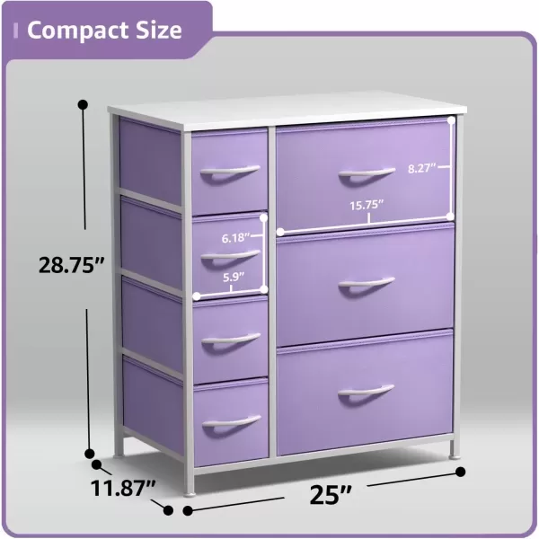 imageSorbus Kids Dresser with 7 Drawers  Storage Chest Organizer Unit with Steel Frame Wood Top ampamp Handles Tiedye Fabric Bins for Clothes  Wide Furniture for Bedroom Hallway Kids Room Nursery ampamp ClosetPastel Purple
