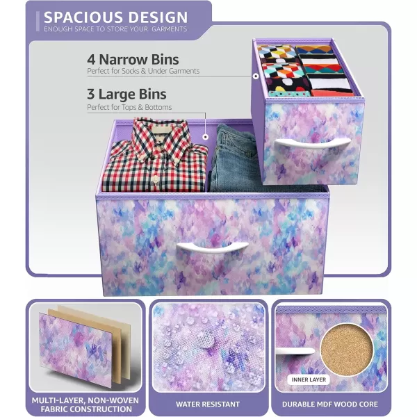 imageSorbus Kids Dresser with 7 Drawers  Storage Chest Organizer Unit with Steel Frame Wood Top ampamp Handles Tiedye Fabric Bins for Clothes  Wide Furniture for Bedroom Hallway Kids Room Nursery ampamp ClosetBluePinkPurple