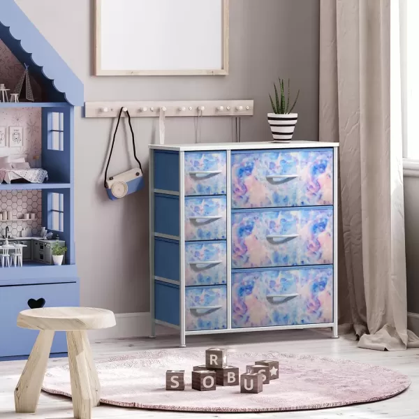 imageSorbus Kids Dresser with 7 Drawers  Storage Chest Organizer Unit with Steel Frame Wood Top ampamp Handles Tiedye Fabric Bins for Clothes  Wide Furniture for Bedroom Hallway Kids Room Nursery ampamp ClosetPastel Tiedye