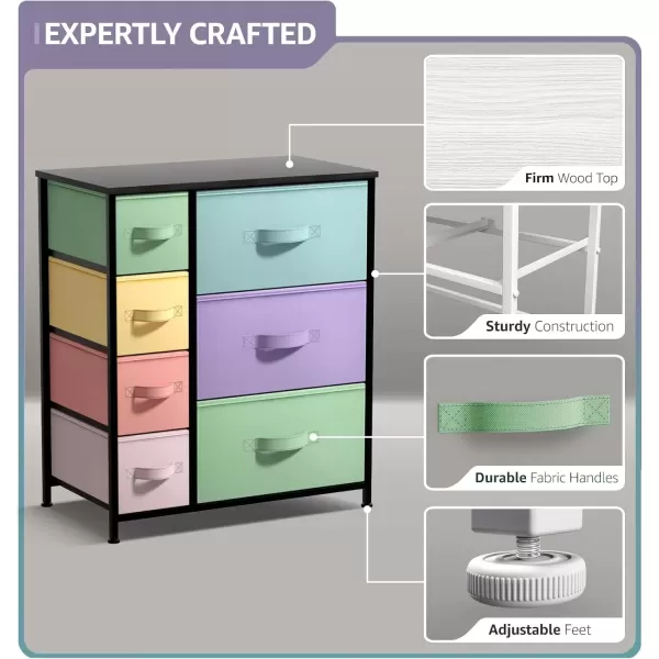 imageSorbus Kids Dresser with 7 Drawers  Storage Chest Organizer Unit with Steel Frame Wood Top ampamp Handles Tiedye Fabric Bins for Clothes  Wide Furniture for Bedroom Hallway Kids Room Nursery ampamp ClosetPastelBlack