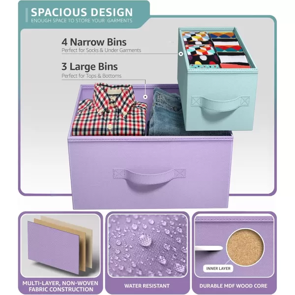 imageSorbus Kids Dresser with 7 Drawers  Storage Chest Organizer Unit with Steel Frame Wood Top ampamp Handles Tiedye Fabric Bins for Clothes  Wide Furniture for Bedroom Hallway Kids Room Nursery ampamp ClosetPastelBlack