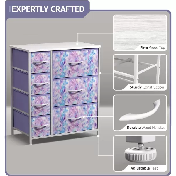 imageSorbus Kids Dresser with 7 Drawers  Storage Chest Organizer Unit with Steel Frame Wood Top ampamp Handles Tiedye Fabric Bins for Clothes  Wide Furniture for Bedroom Hallway Kids Room Nursery ampamp ClosetBluePinkPurple