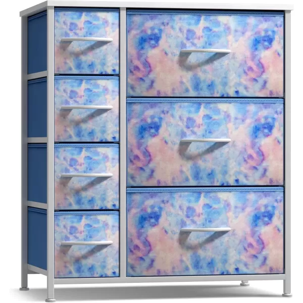 imageSorbus Kids Dresser with 7 Drawers  Storage Chest Organizer Unit with Steel Frame Wood Top ampamp Handles Tiedye Fabric Bins for Clothes  Wide Furniture for Bedroom Hallway Kids Room Nursery ampamp ClosetPastel Tiedye