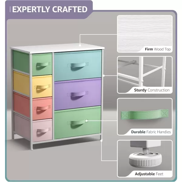 imageSorbus Kids Dresser with 7 Drawers  Storage Chest Organizer Unit with Steel Frame Wood Top ampamp Handles Tiedye Fabric Bins for Clothes  Wide Furniture for Bedroom Hallway Kids Room Nursery ampamp ClosetPastelWhite