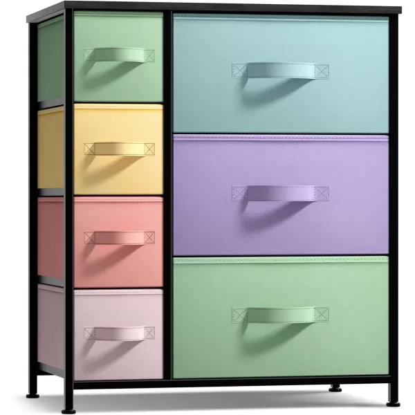 imageSorbus Kids Dresser with 7 Drawers  Storage Chest Organizer Unit with Steel Frame Wood Top ampamp Handles Tiedye Fabric Bins for Clothes  Wide Furniture for Bedroom Hallway Kids Room Nursery ampamp ClosetPastelBlack