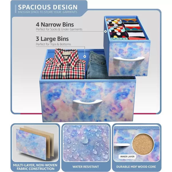 imageSorbus Kids Dresser with 7 Drawers  Storage Chest Organizer Unit with Steel Frame Wood Top ampamp Handles Tiedye Fabric Bins for Clothes  Wide Furniture for Bedroom Hallway Kids Room Nursery ampamp ClosetPastel Tiedye