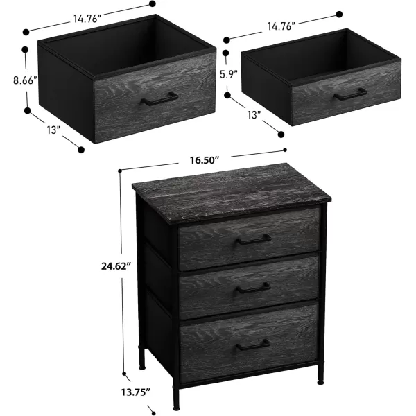 imageSorbus Nightstand Dresser with 4 Faux Wood Drawers  Tall Bedside Table Chest with Storage Steel Frame Wood Top Easy Pull Fabric Bins for Bedroom Living Room Closet ampamp Dorm Furniture Lamp StandGray Wood