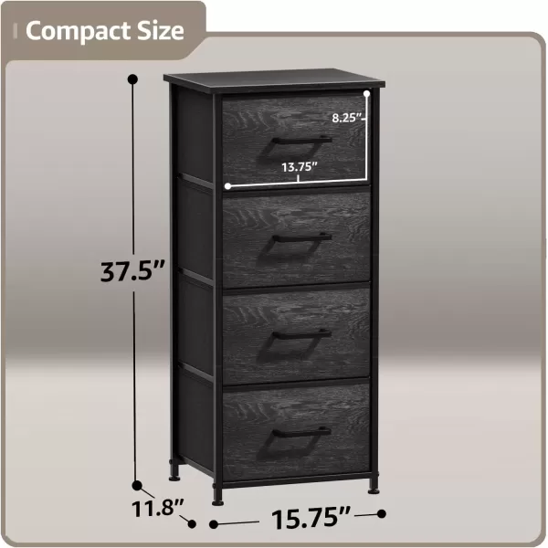 imageSorbus Nightstand Dresser with 4 Faux Wood Drawers  Tall Bedside Table Chest with Storage Steel Frame Wood Top Easy Pull Fabric Bins for Bedroom Living Room Closet ampamp Dorm Furniture Lamp StandGray Wood