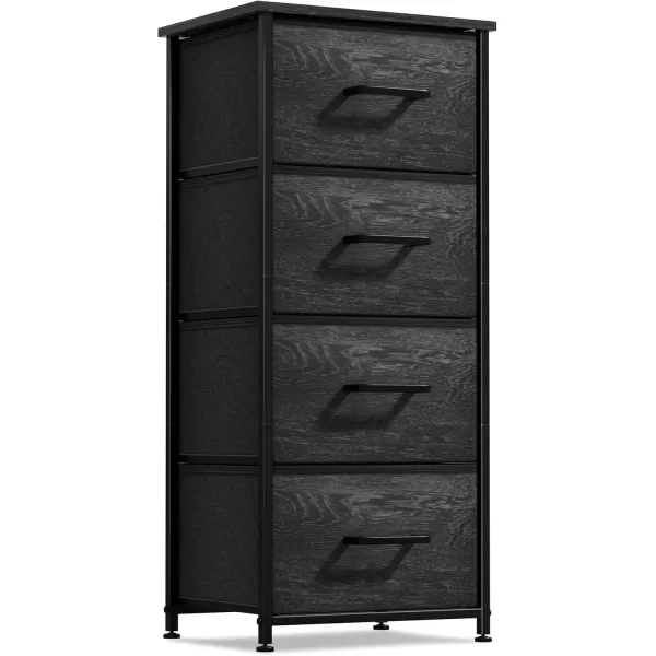 imageSorbus Nightstand Dresser with 4 Faux Wood Drawers  Tall Bedside Table Chest with Storage Steel Frame Wood Top Easy Pull Fabric Bins for Bedroom Living Room Closet ampamp Dorm Furniture Lamp StandGray Wood