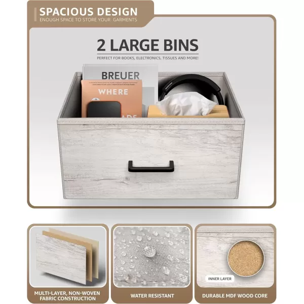 imageSorbus Nightstand Dresser with 4 Faux Wood Drawers  Tall Bedside Table Chest with Storage Steel Frame Wood Top Easy Pull Fabric Bins for Bedroom Living Room Closet ampamp Dorm Furniture Lamp StandGreige