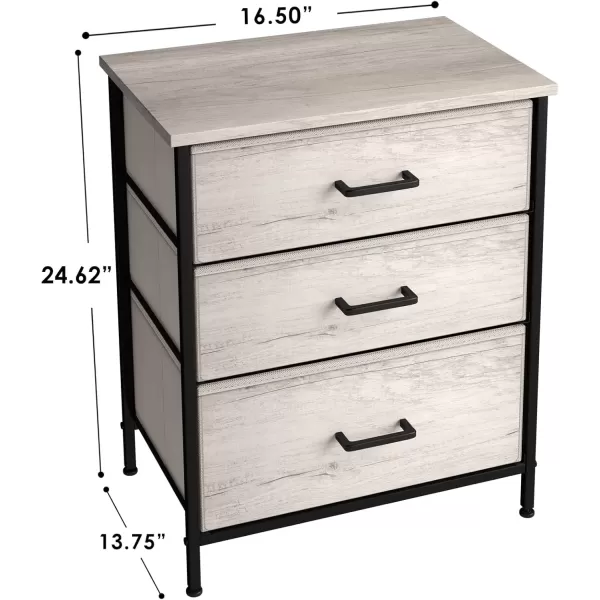 imageSorbus Nightstand Dresser with 4 Faux Wood Drawers  Tall Bedside Table Chest with Storage Steel Frame Wood Top Easy Pull Fabric Bins for Bedroom Living Room Closet ampamp Dorm Furniture Lamp StandGreige