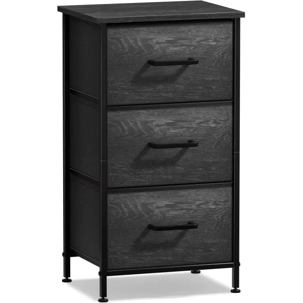 imageSorbus Nightstand Dresser with 4 Faux Wood Drawers  Tall Bedside Table Chest with Storage Steel Frame Wood Top Easy Pull Fabric Bins for Bedroom Living Room Closet ampamp Dorm Furniture Lamp StandGray Wood