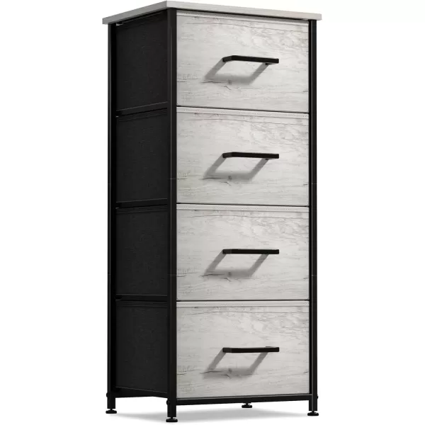 imageSorbus Nightstand Dresser with 4 Faux Wood Drawers  Tall Bedside Table Chest with Storage Steel Frame Wood Top Easy Pull Fabric Bins for Bedroom Living Room Closet ampamp Dorm Furniture Lamp StandGreige