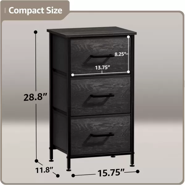 imageSorbus Nightstand Dresser with 4 Faux Wood Drawers  Tall Bedside Table Chest with Storage Steel Frame Wood Top Easy Pull Fabric Bins for Bedroom Living Room Closet ampamp Dorm Furniture Lamp StandGray Wood
