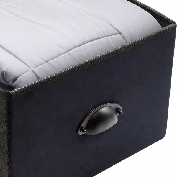 imageSorbus Nightstand Dresser with 4 Faux Wood Drawers  Tall Bedside Table Chest with Storage Steel Frame Wood Top Easy Pull Fabric Bins for Bedroom Living Room Closet ampamp Dorm Furniture Lamp StandBlack