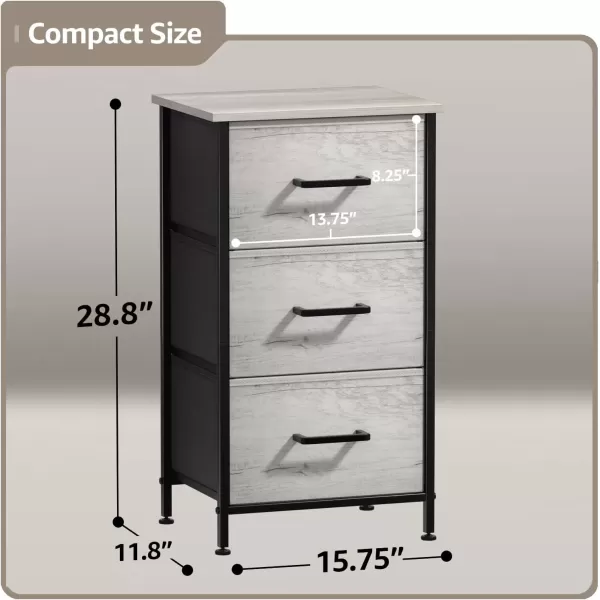 imageSorbus Nightstand Dresser with 4 Faux Wood Drawers  Tall Bedside Table Chest with Storage Steel Frame Wood Top Easy Pull Fabric Bins for Bedroom Living Room Closet ampamp Dorm Furniture Lamp StandGreige