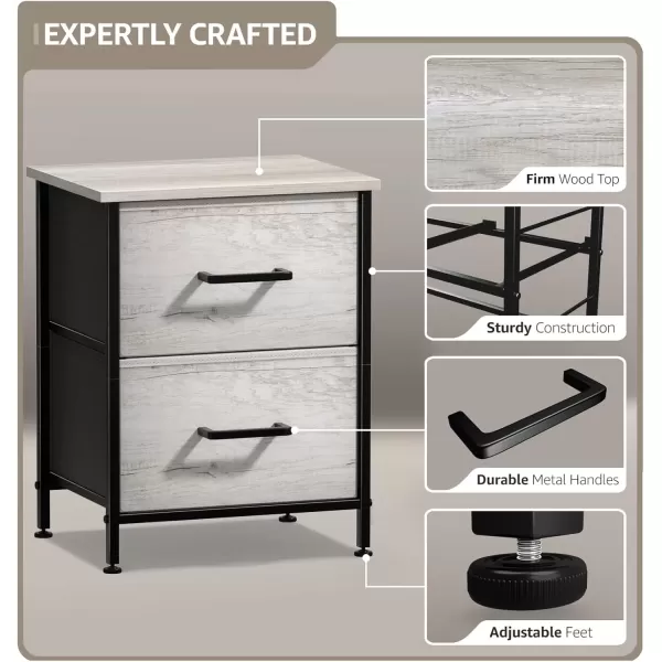 imageSorbus Nightstand Dresser with 4 Faux Wood Drawers  Tall Bedside Table Chest with Storage Steel Frame Wood Top Easy Pull Fabric Bins for Bedroom Living Room Closet ampamp Dorm Furniture Lamp StandGreige