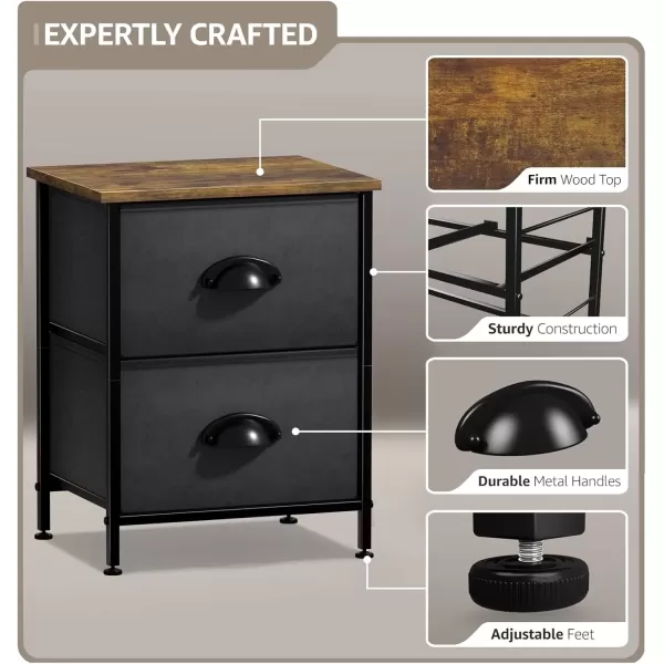 imageSorbus Nightstand Dresser with 4 Faux Wood Drawers  Tall Bedside Table Chest with Storage Steel Frame Wood Top Easy Pull Fabric Bins for Bedroom Living Room Closet ampamp Dorm Furniture Lamp StandBlack