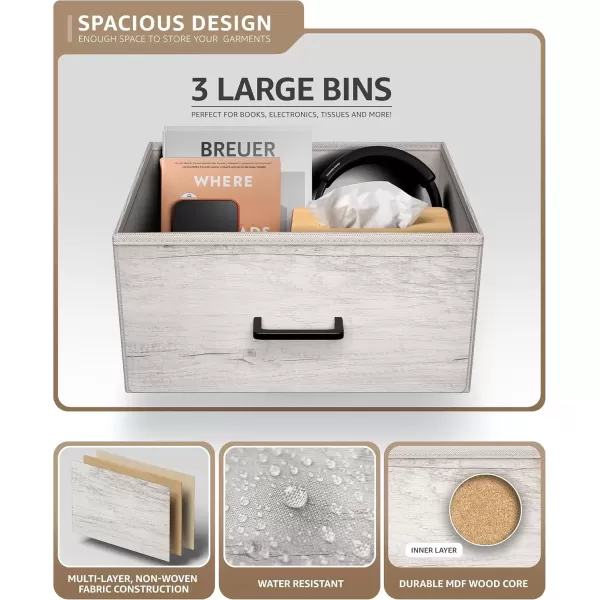 imageSorbus Nightstand Dresser with 4 Faux Wood Drawers  Tall Bedside Table Chest with Storage Steel Frame Wood Top Easy Pull Fabric Bins for Bedroom Living Room Closet ampamp Dorm Furniture Lamp StandGreige