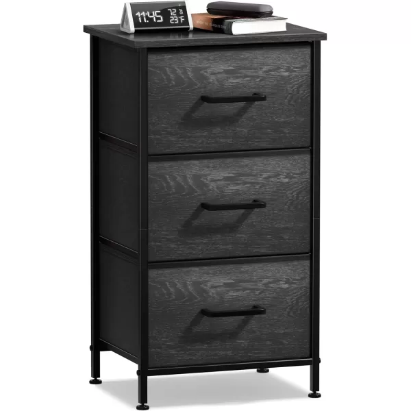 imageSorbus Nightstand Dresser with 4 Faux Wood Drawers  Tall Bedside Table Chest with Storage Steel Frame Wood Top Easy Pull Fabric Bins for Bedroom Living Room Closet ampamp Dorm Furniture Lamp StandGray Wood
