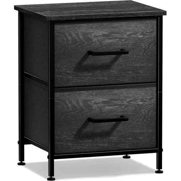 imageSorbus Nightstand Dresser with 4 Faux Wood Drawers  Tall Bedside Table Chest with Storage Steel Frame Wood Top Easy Pull Fabric Bins for Bedroom Living Room Closet ampamp Dorm Furniture Lamp StandGray Wood