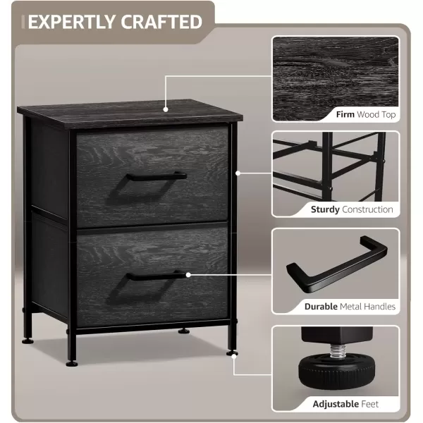 imageSorbus Nightstand Dresser with 4 Faux Wood Drawers  Tall Bedside Table Chest with Storage Steel Frame Wood Top Easy Pull Fabric Bins for Bedroom Living Room Closet ampamp Dorm Furniture Lamp StandGray Wood