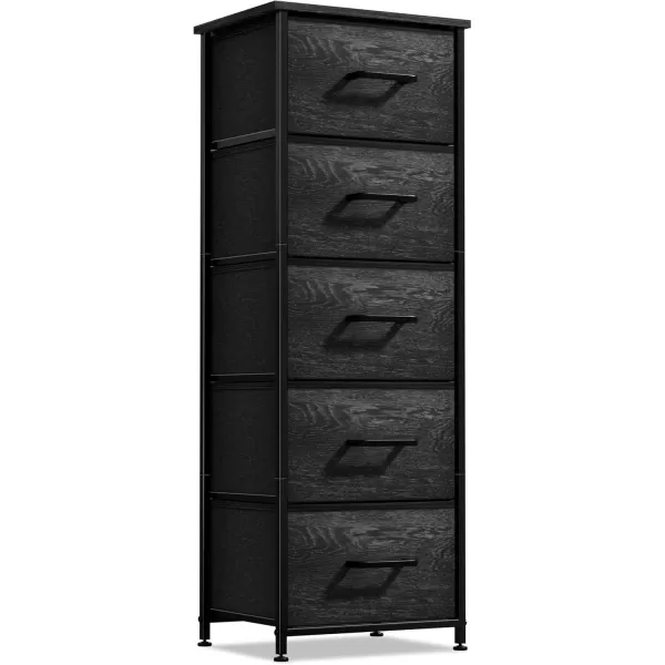 imageSorbus Nightstand Dresser with 4 Faux Wood Drawers  Tall Bedside Table Chest with Storage Steel Frame Wood Top Easy Pull Fabric Bins for Bedroom Living Room Closet ampamp Dorm Furniture Lamp StandGray Wood
