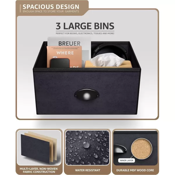 imageSorbus Nightstand Dresser with 4 Faux Wood Drawers  Tall Bedside Table Chest with Storage Steel Frame Wood Top Easy Pull Fabric Bins for Bedroom Living Room Closet ampamp Dorm Furniture Lamp StandBlack