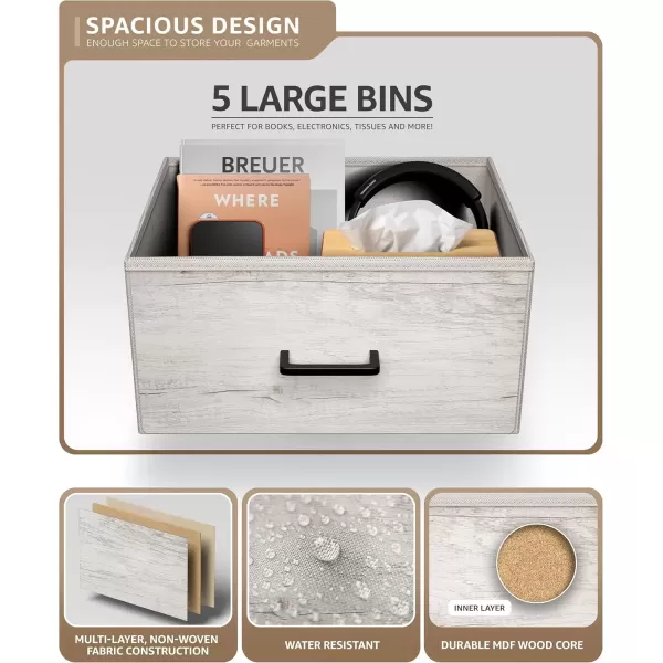 imageSorbus Nightstand Dresser with 4 Faux Wood Drawers  Tall Bedside Table Chest with Storage Steel Frame Wood Top Easy Pull Fabric Bins for Bedroom Living Room Closet ampamp Dorm Furniture Lamp StandGreige