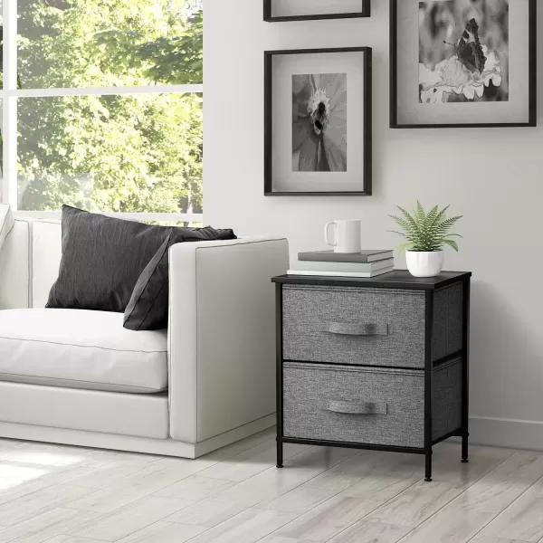imageSorbus Nightstand with 4 Drawers  Bedside Furniture ampamp Night Stand End Table Dresser with Steel Frame Wood Top Easy Pull Fabric Bins for Home Bedroom Accessories Office ampamp DormBlack