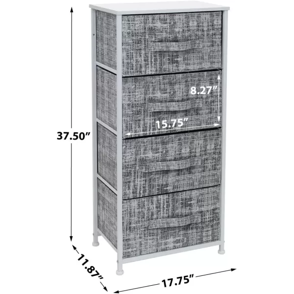 imageSorbus Nightstand with 4 Drawers  Bedside Furniture ampamp Night Stand End Table Dresser with Steel Frame Wood Top Easy Pull Fabric Bins for Home Bedroom Accessories Office ampamp DormGrayWhite