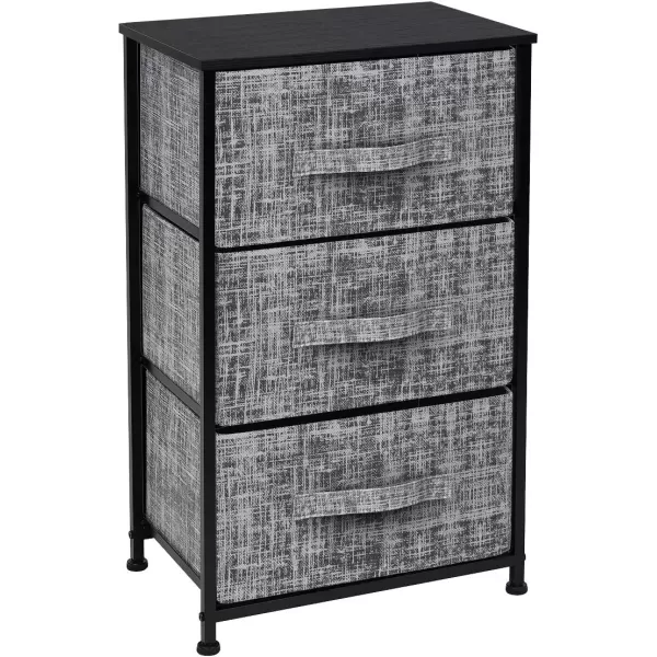 imageSorbus Nightstand with 4 Drawers  Bedside Furniture ampamp Night Stand End Table Dresser with Steel Frame Wood Top Easy Pull Fabric Bins for Home Bedroom Accessories Office ampamp DormGrayBlack