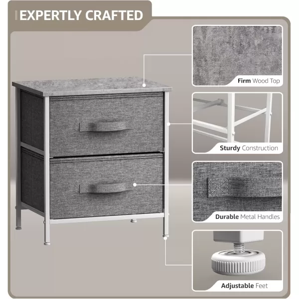 imageSorbus Nightstand with 4 Drawers  Bedside Furniture ampamp Night Stand End Table Dresser with Steel Frame Wood Top Easy Pull Fabric Bins for Home Bedroom Accessories Office ampamp DormGrey