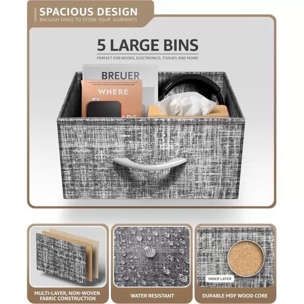 imageSorbus Nightstand with 4 Drawers  Bedside Furniture ampamp Night Stand End Table Dresser with Steel Frame Wood Top Easy Pull Fabric Bins for Home Bedroom Accessories Office ampamp DormGrayWhite