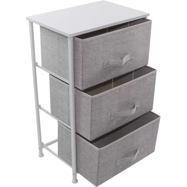 imageSorbus Nightstand with 4 Drawers  Bedside Furniture ampamp Night Stand End Table Dresser with Steel Frame Wood Top Easy Pull Fabric Bins for Home Bedroom Accessories Office ampamp DormWhite