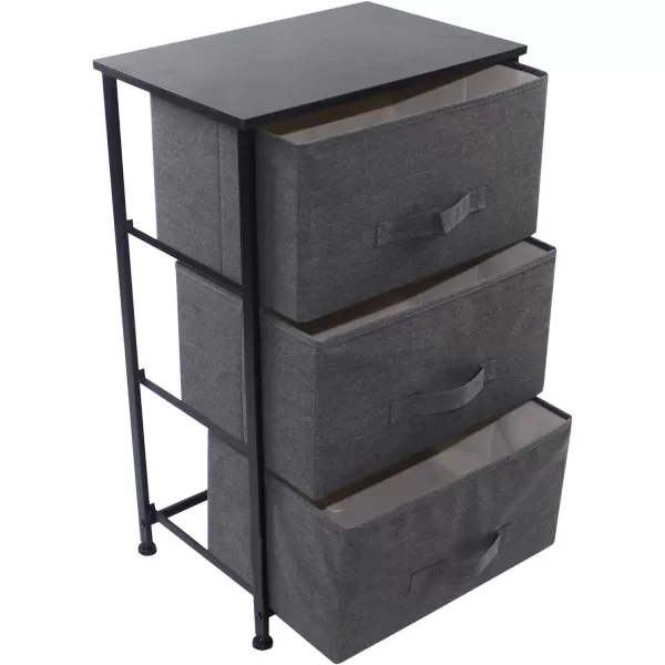 imageSorbus Nightstand with 4 Drawers  Bedside Furniture ampamp Night Stand End Table Dresser with Steel Frame Wood Top Easy Pull Fabric Bins for Home Bedroom Accessories Office ampamp DormBlack