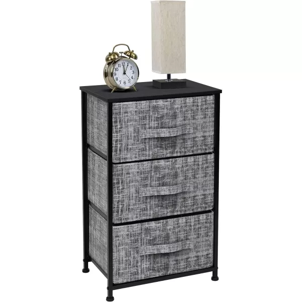 imageSorbus Nightstand with 4 Drawers  Bedside Furniture ampamp Night Stand End Table Dresser with Steel Frame Wood Top Easy Pull Fabric Bins for Home Bedroom Accessories Office ampamp DormGrayBlack