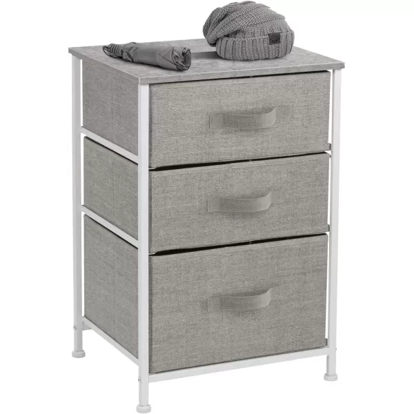 imageSorbus Nightstand with 4 Drawers  Bedside Furniture ampamp Night Stand End Table Dresser with Steel Frame Wood Top Easy Pull Fabric Bins for Home Bedroom Accessories Office ampamp DormGrey