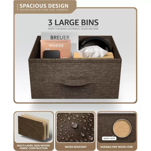 imageSorbus Nightstand with 4 Drawers  Bedside Furniture ampamp Night Stand End Table Dresser with Steel Frame Wood Top Easy Pull Fabric Bins for Home Bedroom Accessories Office ampamp DormBrown