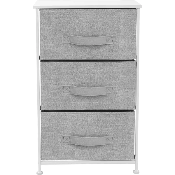 imageSorbus Nightstand with 4 Drawers  Bedside Furniture ampamp Night Stand End Table Dresser with Steel Frame Wood Top Easy Pull Fabric Bins for Home Bedroom Accessories Office ampamp DormWhite